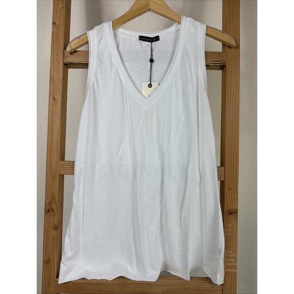 XCVI Tops - NWT XCVI Wearables White V Neck Long Tank Top #1175 Size XL